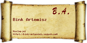 Bink Artemisz névjegykártya